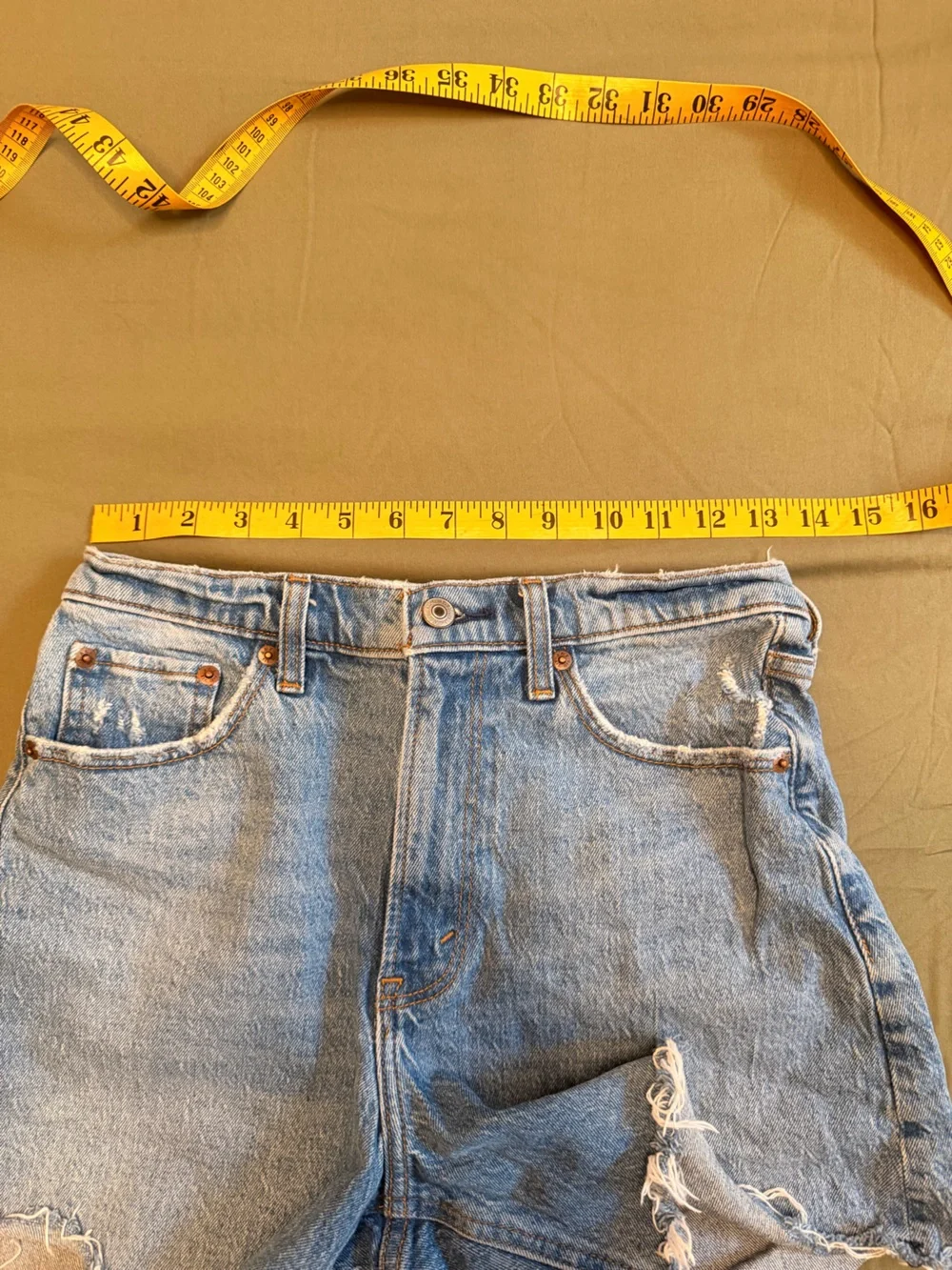 Abercrombie & Fitch Light Blue Raw-Hem High-Rise Denim Shorts